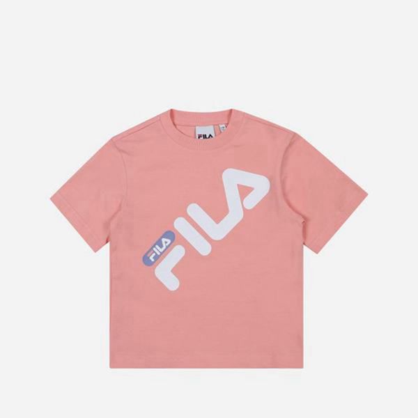 Camisetas Manga Corta Fila Niños Rosas - Pisa Crew Neck S/S - España 753840SVT